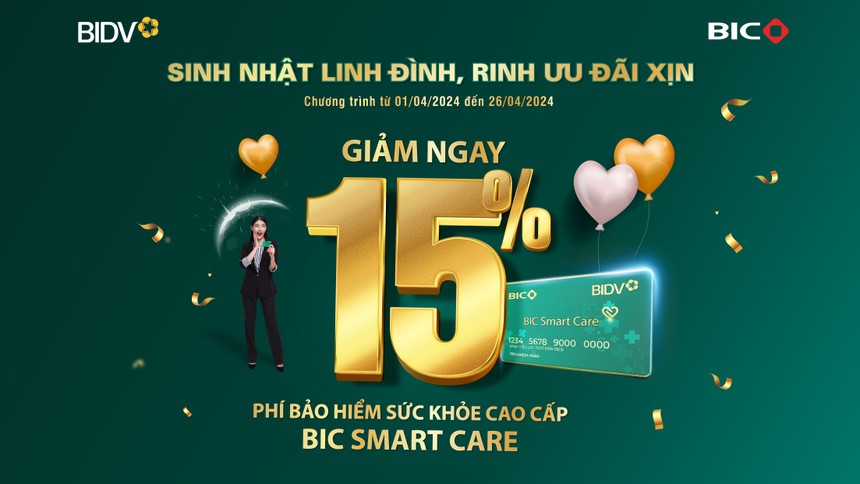 Ưu đãi 15% phí Kl99kl phiên bản hoạt động sức khỏe cao cấp BIC Smart Care 