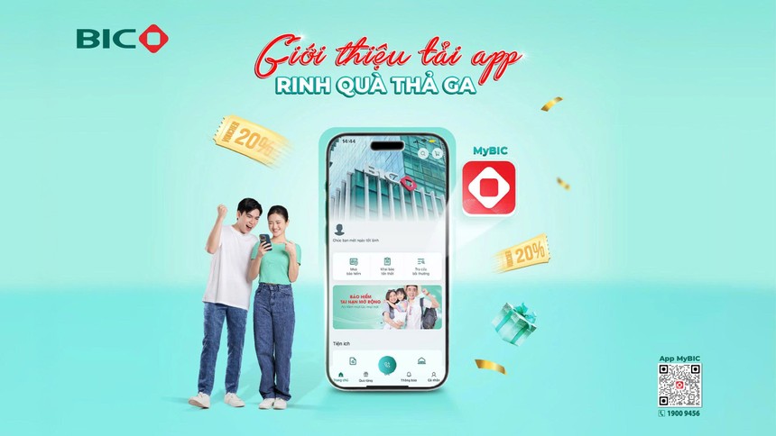 BIC tặng voucher giảm 20% phí Kl99kl phiên bản hoạt động cho khách hàng giới thiệu tải app MyBIC