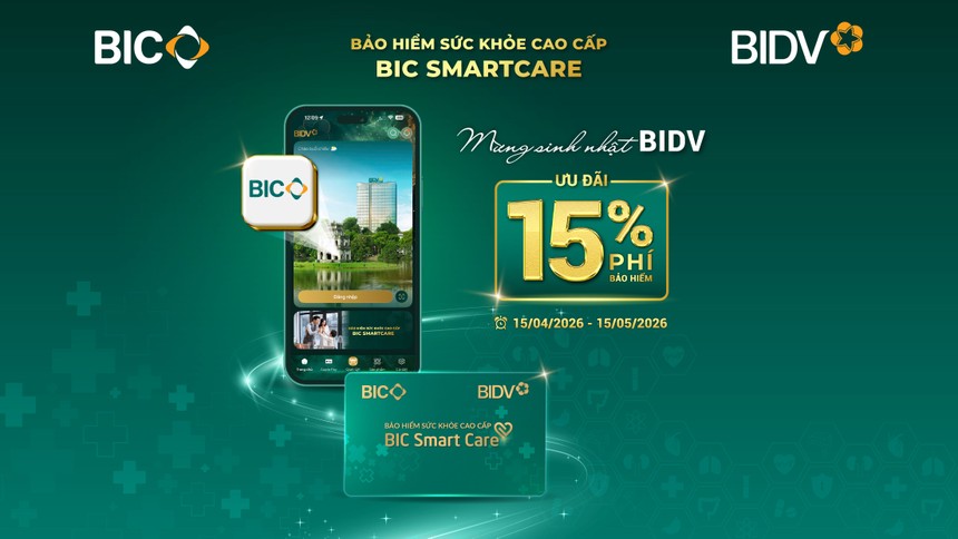 BIC ưu đãi 15% phí Kl99kl phiên bản hoạt động sức khoẻ cao cấp mừng sinh nhật BIDV