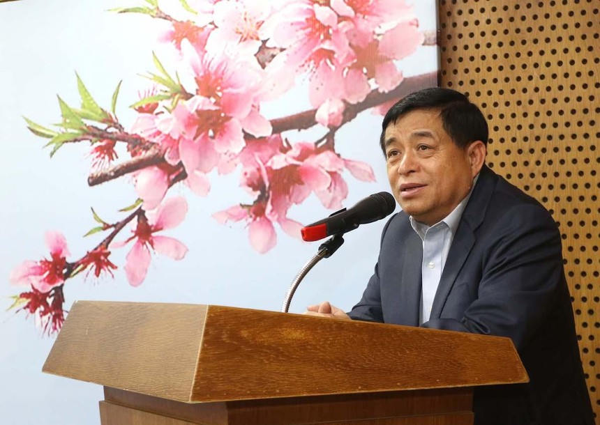 Bộ trưởng Nguyễn Chí Dũng phát biểu tại buổi gặp mặt chúc mừng năm mới, chúc thọ các cán bộ cao tuổi ngành Kế hoạch Kl99ok phiên bản mới (Ảnh: Lê Toàn).