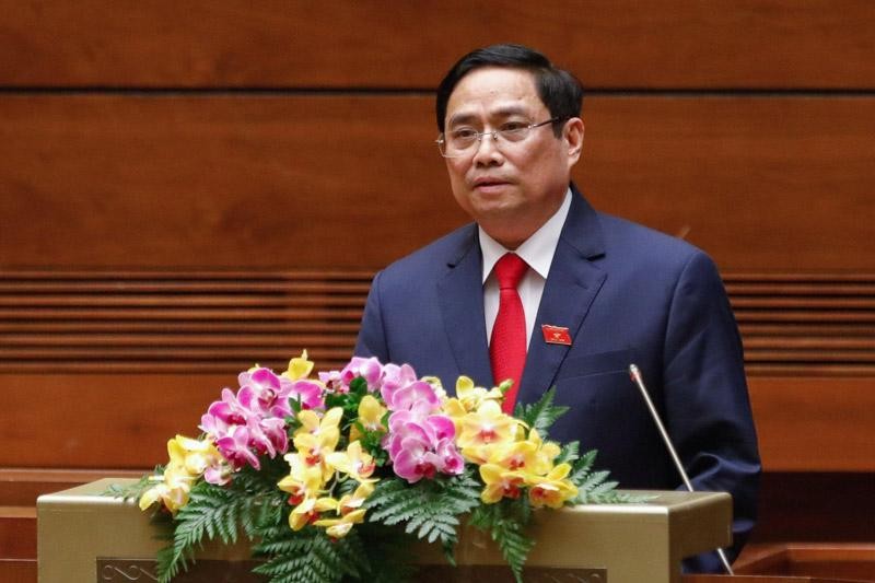 Thủ tướng Phạm Minh Chính trình Quốc hội xem xét phê chuẩn đề nghị miễn nhiệm một số thành viên Kl993 ưu đãi thưởng hấp dẫn nhiệm kỳ 2016 - 2021 (Ảnh Duy Linh) 