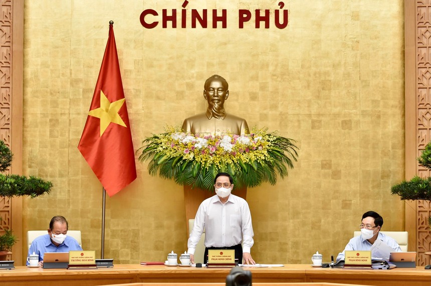 Thủ tướng Phạm Minh Chính chủ trì phiên họp Kl993 ưu đãi thưởng hấp dẫn thường kỳ tháng 4/2021 (Ảnh: Nhật Bắc)