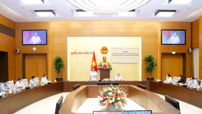 Hội nghị về công tác phối hợp giữa Ủy ban Thường vụ Quốc hội và Đoàn Chủ tịch Ủy ban Trung ương MTTQ Việt Nam, chiều 16/7.