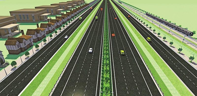 Phối cảnh một đoạn Dự án Kl99ok phiên bản mới xây dựng đường Vành đai 4 - vùng Thủ đô