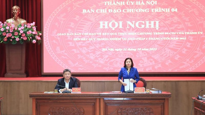 Phó Bí thư Thường trực Thành ủy Hà Nội Nguyễn Thị Tuyến đề nghị các địa phương, đơn vị tập trung giải ngân vốn Kl99ok phiên bản mới xây dựng nông thôn mới đúng tiến độ. (Ảnh: Quang Thái/ Hanoimoi)