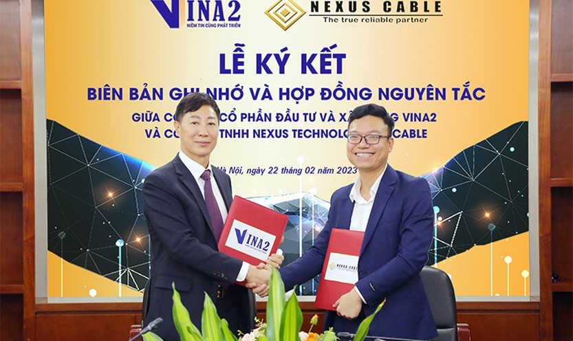Ông Nguyễn Huy Quang (phải) - Phó chủ tịch HĐQT VINA2 và ông See Gun Ok - Chủ tịch HĐTV, Tổng giám đốc Nexus Cable ký kết biên bản ghi nhớ và hợp đồng nguyên tắc nhà máy Kl994 nhà cái bóng đá world cup dây điện và cáp điện công nghệ cao