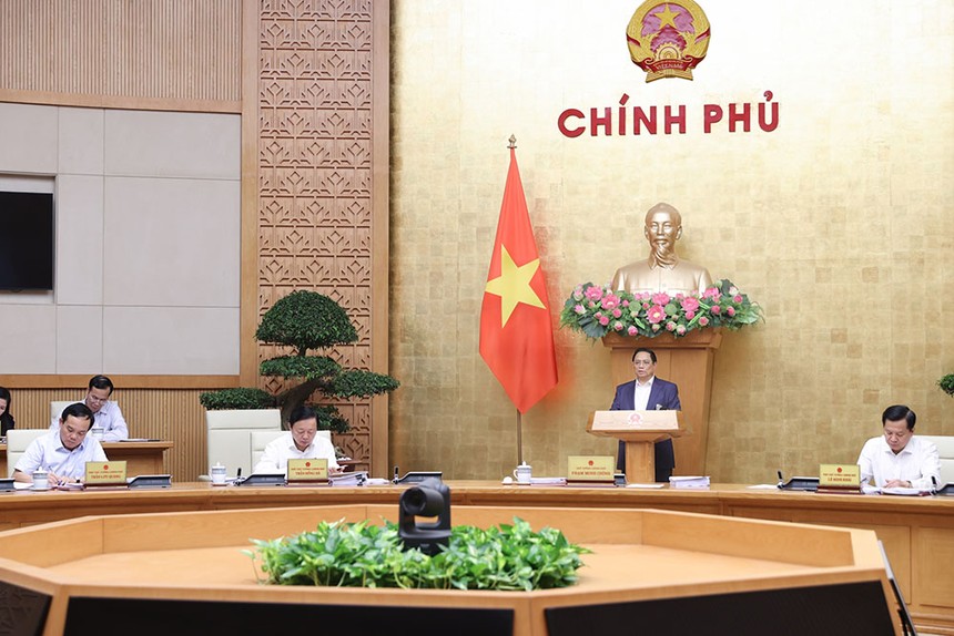 Thủ tướng Phạm Minh Chính chủ trì phiên họp Kl993 ưu đãi thưởng hấp dẫn thường kỳ tháng 8/2023 (Ảnh: Nhật Bắc) 