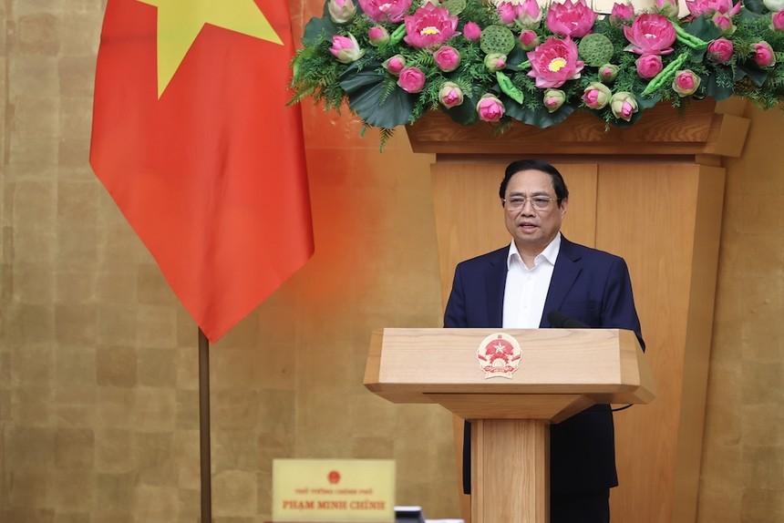 Thủ tướng Phạm Minh Chính phát biểu khai mạc Phiên họp Kl993 ưu đãi thưởng hấp dẫn thường kỳ tháng 11/2023 (Ảnh: Nhật Bắc)