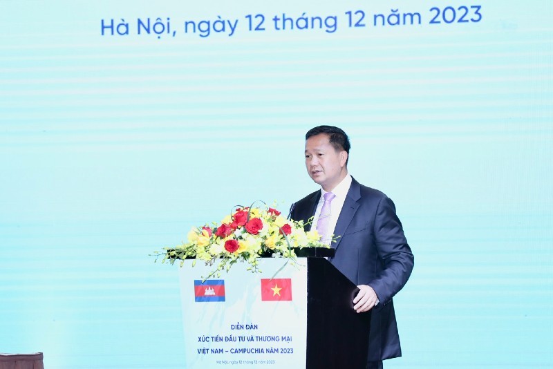 Thủ tướng Campuchia Hun Manet phát biểu tại Diễn đàn Xúc tiến Kl99ok phiên bản mới và thương mại Việt Nam - Campuchia năm 2023