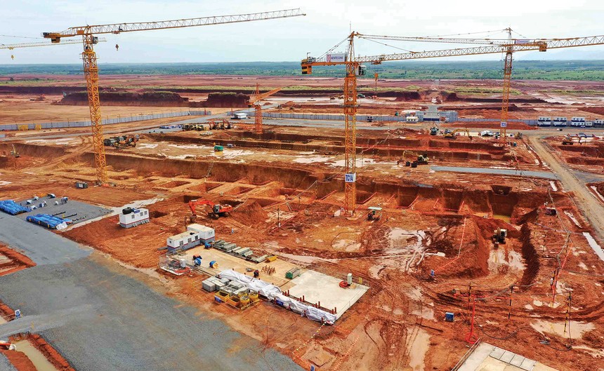 Tiến độ thi công công trình xây dựng nhà ga Sân bay Quốc tế Long Thành đang rất khẩn trương