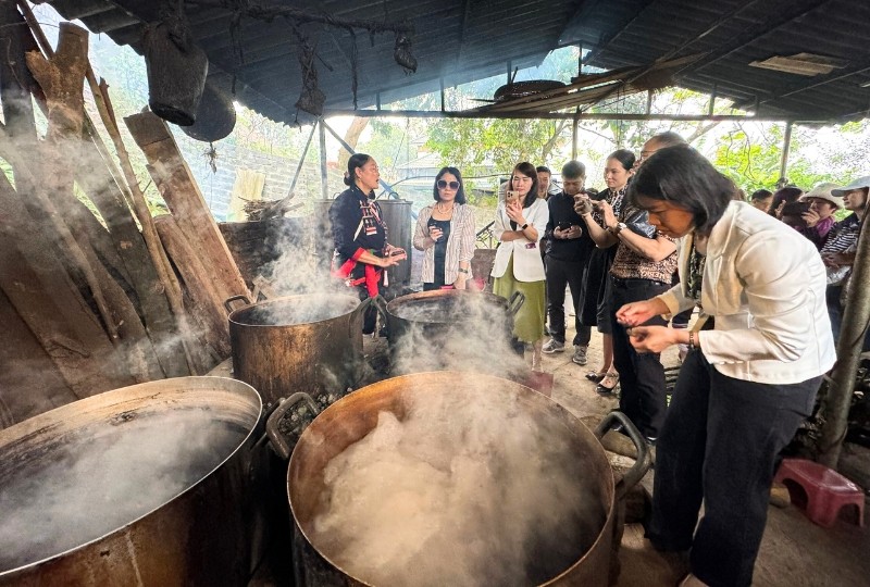 Đoàn khảo sát tìm hiểu quy trình Kl994 nhà cái bóng đá world cup thuốc Nam của đồng bào Dao quần chẹt.