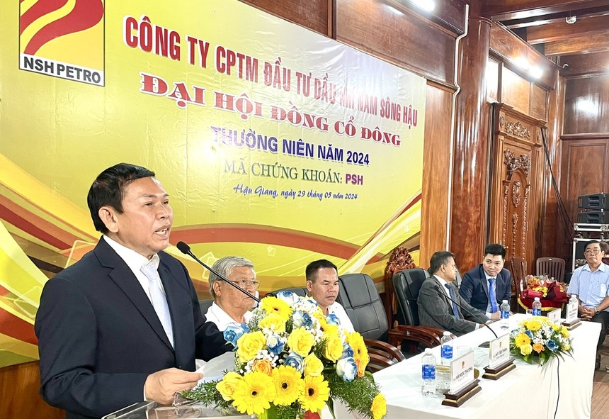 Ông Mai Văn Huy, Chủ tịch HĐQT NSH Petro phát biểu tại Đại hội đồng Trang Chủ KL99Com Số 1 Link Đăng Ký KL999 thường niên Công ty năm 2024