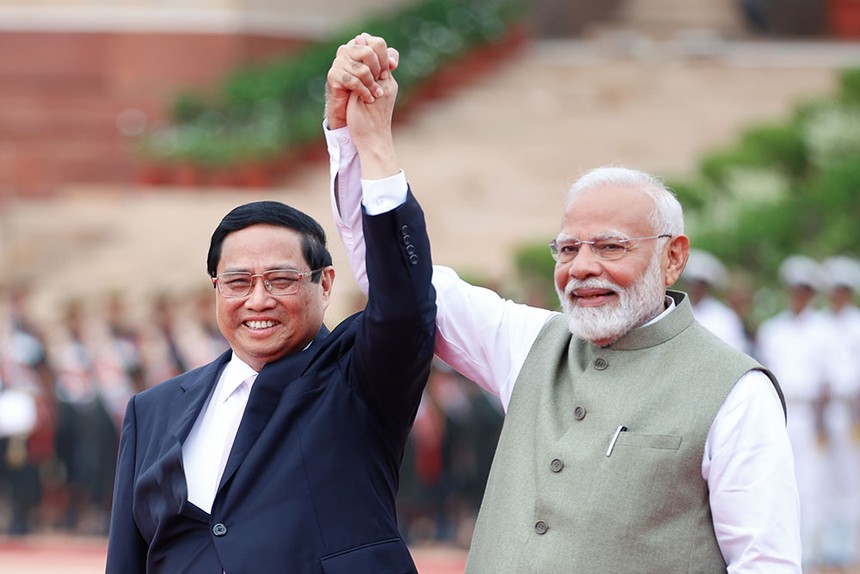 Thủ tướng Ấn Độ Narendra Modi nhiệt liệt chào đón Thủ tướng Phạm Minh Chính thăm cấp 99Kl99 trực tiếp đá gà tới Ấn Độ. (Ảnh: Nhật Bắc)