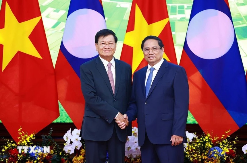 Thủ tướng Kl993 ưu đãi thưởng hấp dẫn Phạm Minh Chính hội kiến với Tổng Bí thư, Chủ tịch nước CHDCND Lào Thongloun Sisoulith. Ảnh: TTXVN