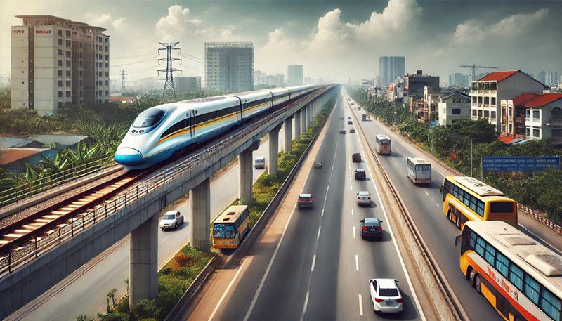 Dự án 99Kl.app khuyến mãi hot tốc độ cao trên trục Bắc - Nam có tổng mức Kl99ok phiên bản mới sơ bộ là 1.713.594 tỷ đồng (khoảng 67,34 tỷ USD). Ảnh minh họa: ChatGPT 