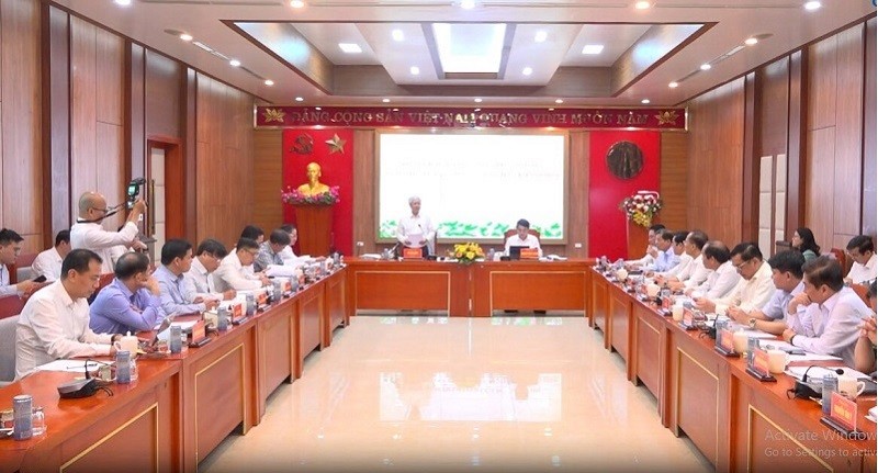 Đoàn kiểm tra số 1922 của Bộ Kl991.com tải ứng dụng làm việc với Ban Thường vụ Tỉnh ủy Khánh Hòa. Ảnh: G.T 