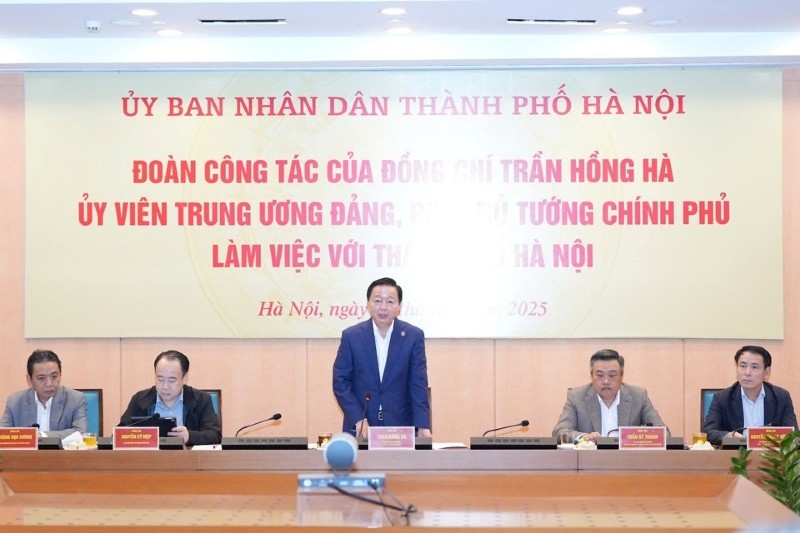 Phó Thủ tướng Kl993 ưu đãi thưởng hấp dẫn Trần Hồng Hà phát biểu tại buổi làm việc với UBND TP. Hà Nội.