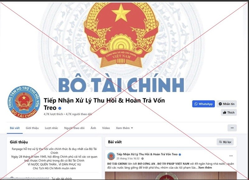 Trang facebook giả mạo Bộ Kl991.com nạp rút nhanh.