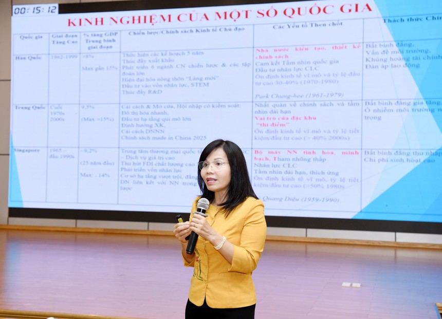 Giáo sư, Tiến sĩ Trần Thị Vân Hoa, đại diện cho nhóm nghiên cứu của Trường Kl992 cổng game cá cược và Quản lý công (Đại học Kl992 cổng game cá cược Quốc dân) tại Tọa đàm chính sách