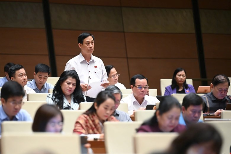 Đại biểu Mai Văn Hải ( Thanh Hóa) phát biểu tại hội trường. 