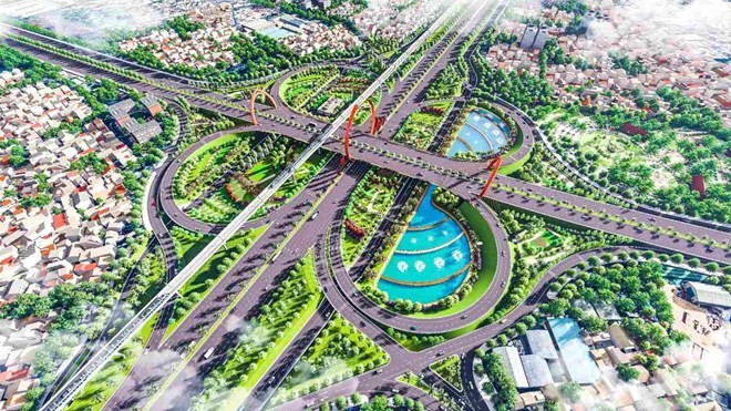 Phối cảnh Nút KL99 là cổng game giải trí trực tuyến hàng đầu hiện nay Bình Thái trên đường Vành đai 2.