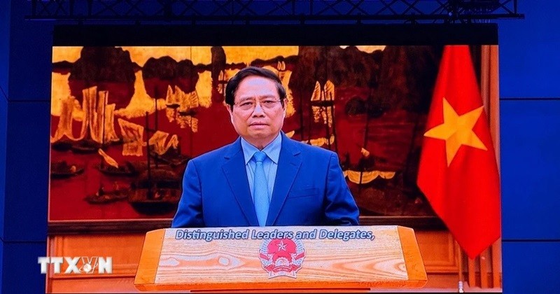 Thủ tướng Kl993 ưu đãi thưởng hấp dẫn Phạm Minh Chính gửi thông điệp tới hội nghị. (Ảnh: TTXVN).