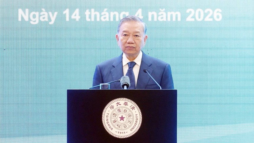 Tổng Bí thư, Chủ tịch nước Tô Lâm phát biểu chính sách tại Đại học Thanh Hoa. (Ảnh: THỐNG NHẤT/TTXVN)