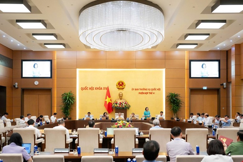 Phó chủ tịch Quốc hội Nguyễn Thị Thanh điều hành phiên thảo luận. 