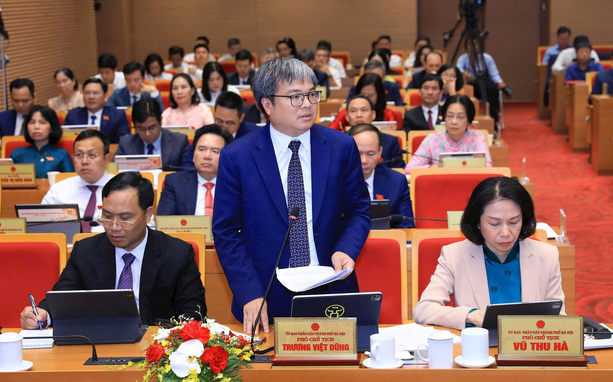 Phó Chủ tịch UBND TP. Hà Nội Trương Việt Dũng trả lời câu hỏi của đại biểu.