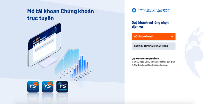 Tính năng mở tài khoản online trên website YSVN giúp nhà Kl99ok phiên bản mới dễ dàng mở ngay tài khoản giao dịch 99Kl99 link đăng nhập